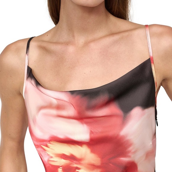 NWT DKNY by Donna Karan Floral Print Cowl Neck Sleeveless Fit and Flare Dress - Picture 5 of 9